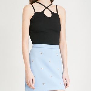 Maje Maliane Rib Knitted Top In Black b3a